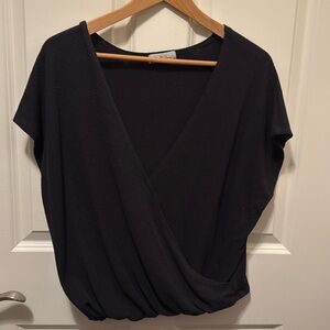 Black crisscross top with rouched bottom